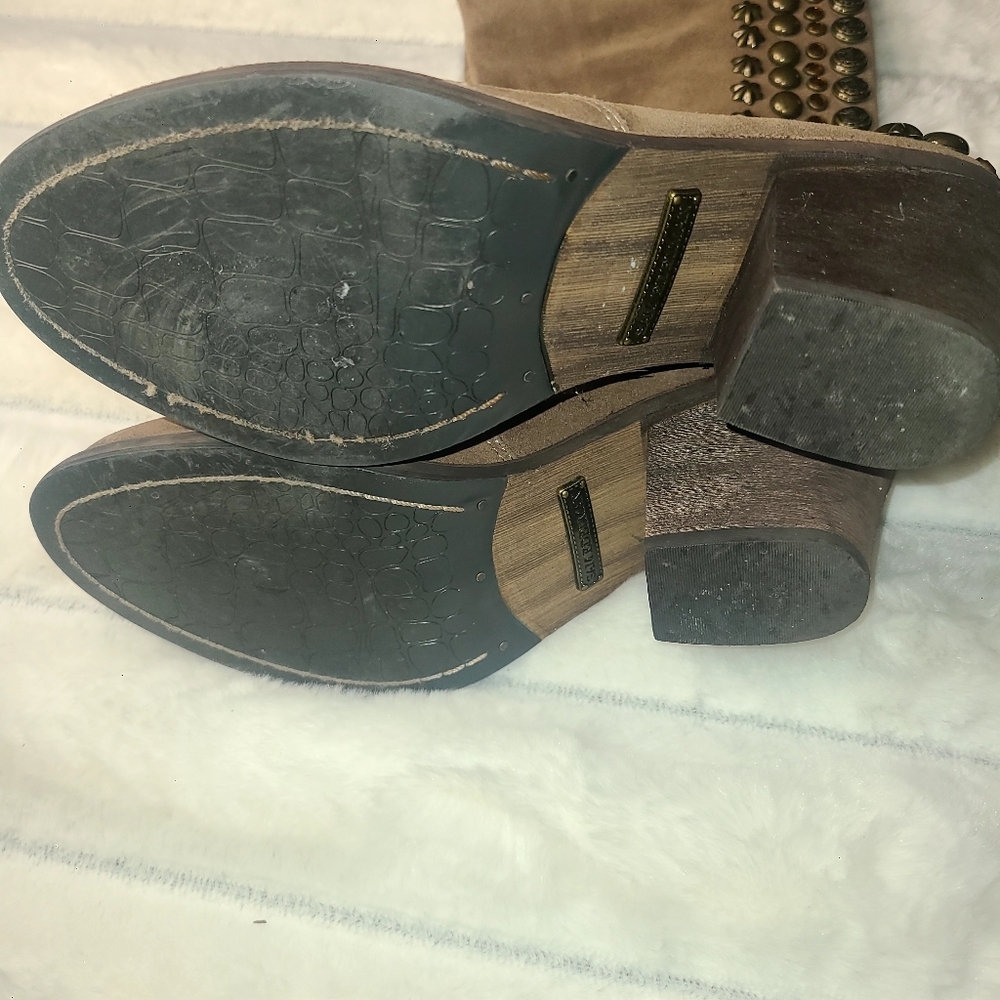 Sam Edelman Tan Heeled Boots with Studded Accents - Picture 4 of 14